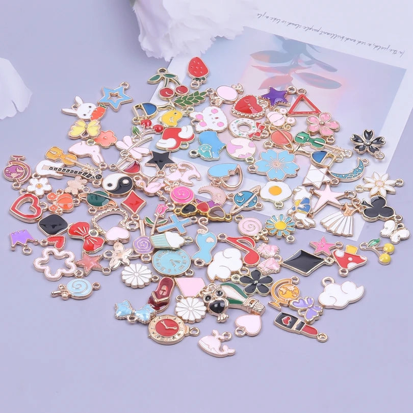 Pendentifs Émail & Breloques Fleurs Mix DIY – Matériaux Bijoux Fait Main en Vrac | Lot Assortiment Bracelet & Collier | Idéal Créatrices & Revendeuses