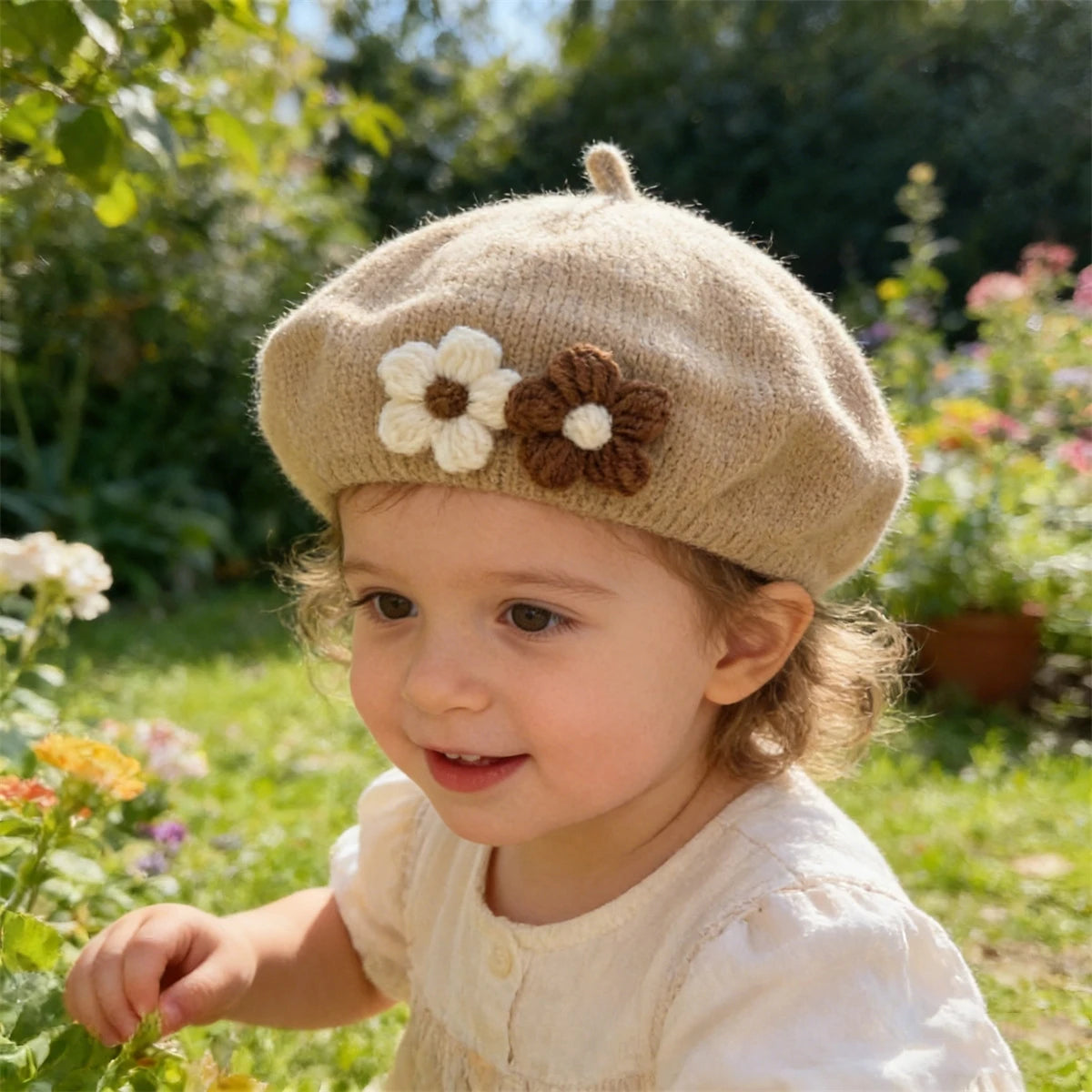 Béret Tricoté Enfant Couleur Unie – Bonnet Peintre Chaud Automne Hiver Fille Garçon Tendance