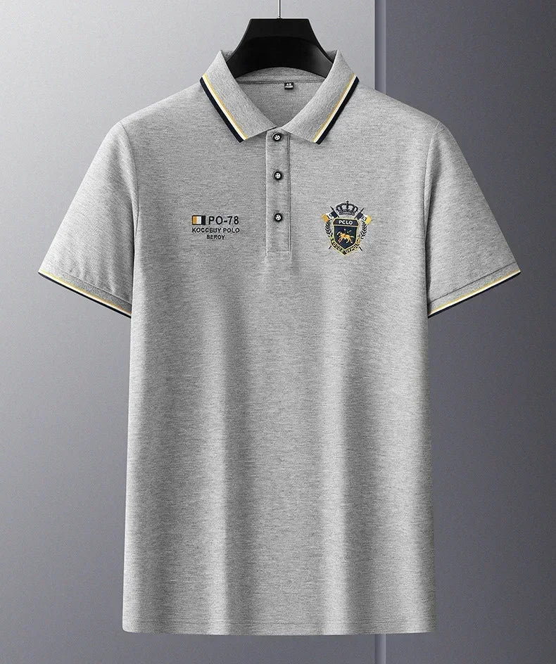 Polo Homme Manches Courtes Coton Broderie Luxe Col Revers Anti-Froissable Léger Été – Casual Élégant Premium | Mode Homme Tendance