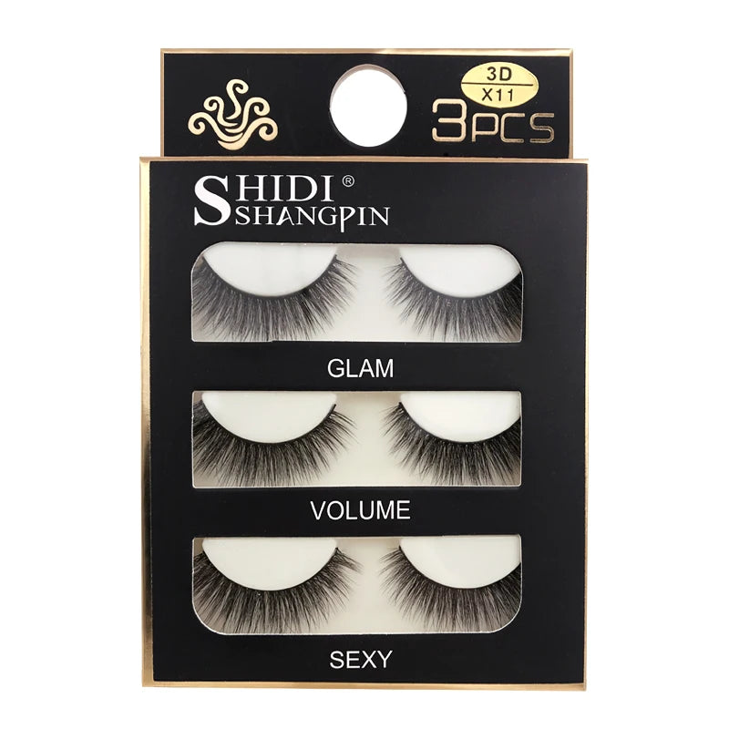 Lot 3 Paires Faux Cils 3D Vison SHIDISHANGPIN – 27 Styles Fluffy Wispy Épais | Cils Faux Faits Main Maquillage Yeux