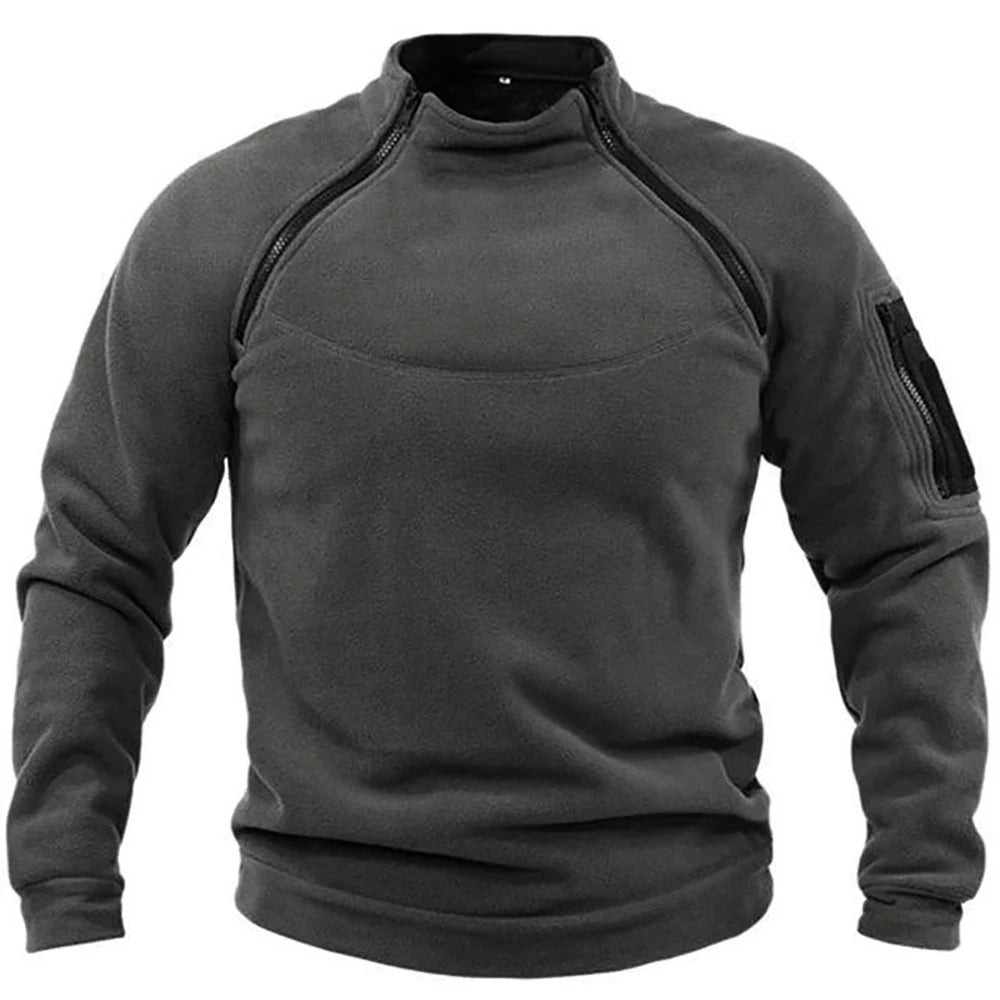 Herren Taktische Outdoor Fleecejacke mit Reißverschluss Winddicht Thermisch Warm Wandern Sweatshirt Herbst Winter | Premium Taktische Outdoor Fleecejacke