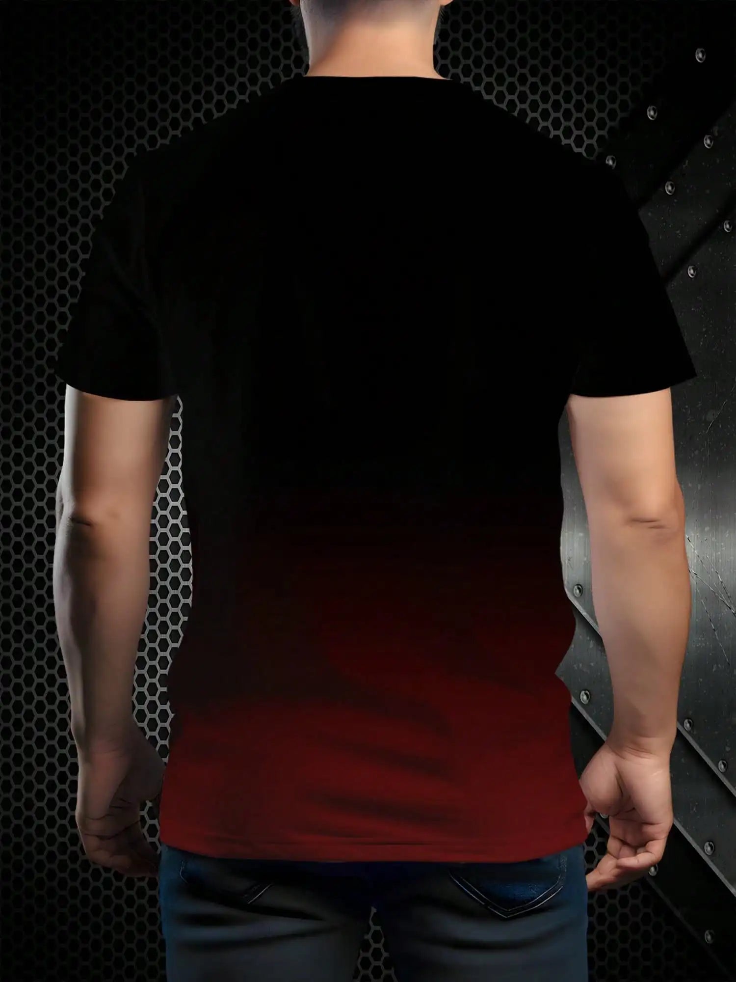 T-Shirt Homme Imprimé Graphique Dégradé Noir Rouge Col Rond Manches Courtes 100% Polyester – Casual Streetwear Tendance | Mode Homme Premium