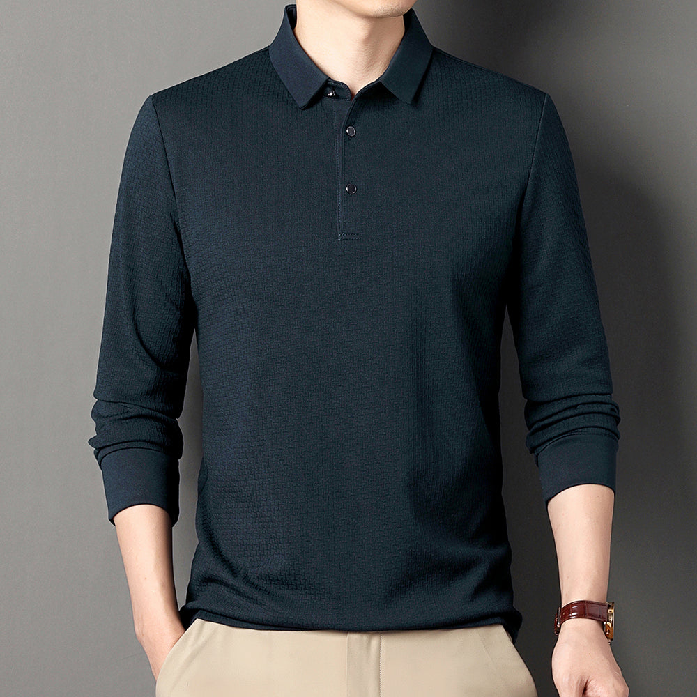 Polo Homme Manches Longues Ajourné Respirant Business Fashion Golf Élégant Grande Taille 4XL Intemporel Confortable – Polo Ajourné Premium Manches Longues Golf | Mode Homme Business Golf Premium