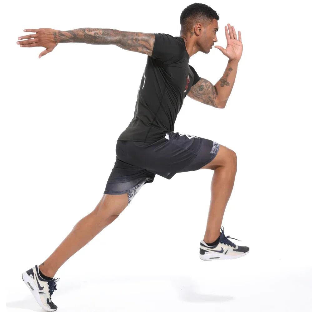Ensemble Compression Homme Anime Berserk – T-Shirt + Short Gym Séchage Rapide | Running, Fitness & Workout Été | Sportswear Manga