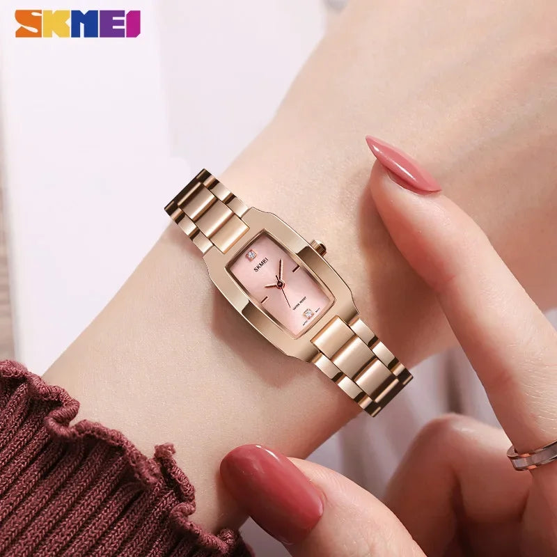 SKMEI Damen Luxusuhr Strass Silber Quarz Wasserdicht – Fein & Elegant Fashion Casual