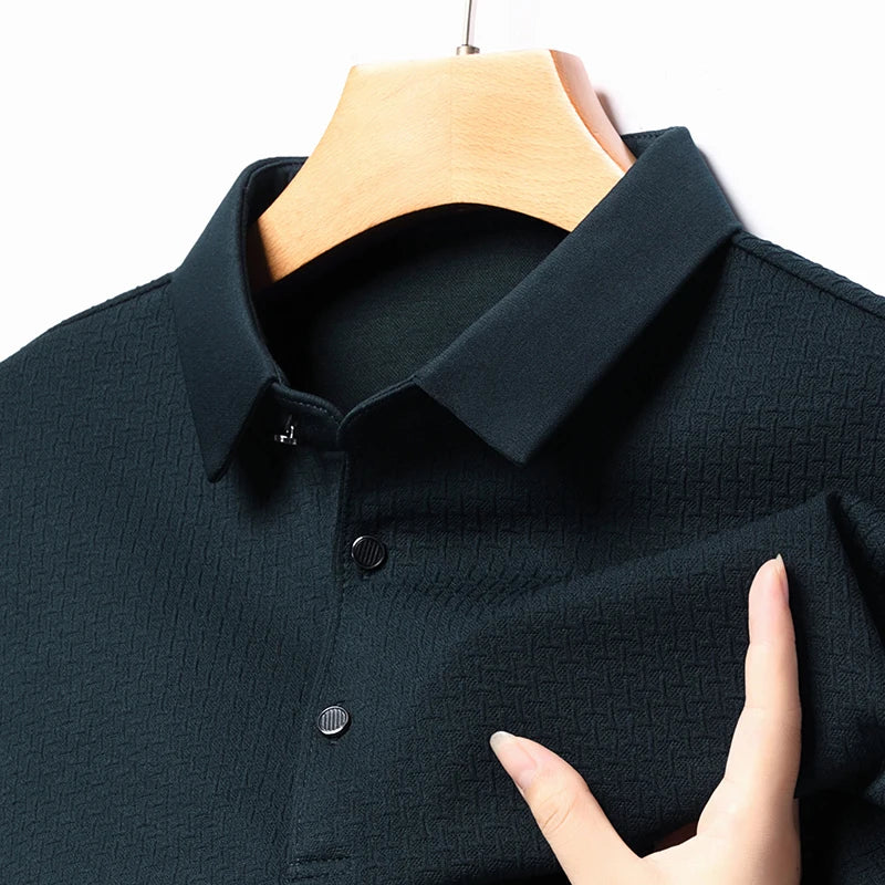 Polo Homme Manches Longues Ajourné Respirant Business Fashion Golf Élégant Grande Taille 4XL Intemporel Confortable – Polo Ajourné Premium Manches Longues Golf | Mode Homme Business Golf Premium