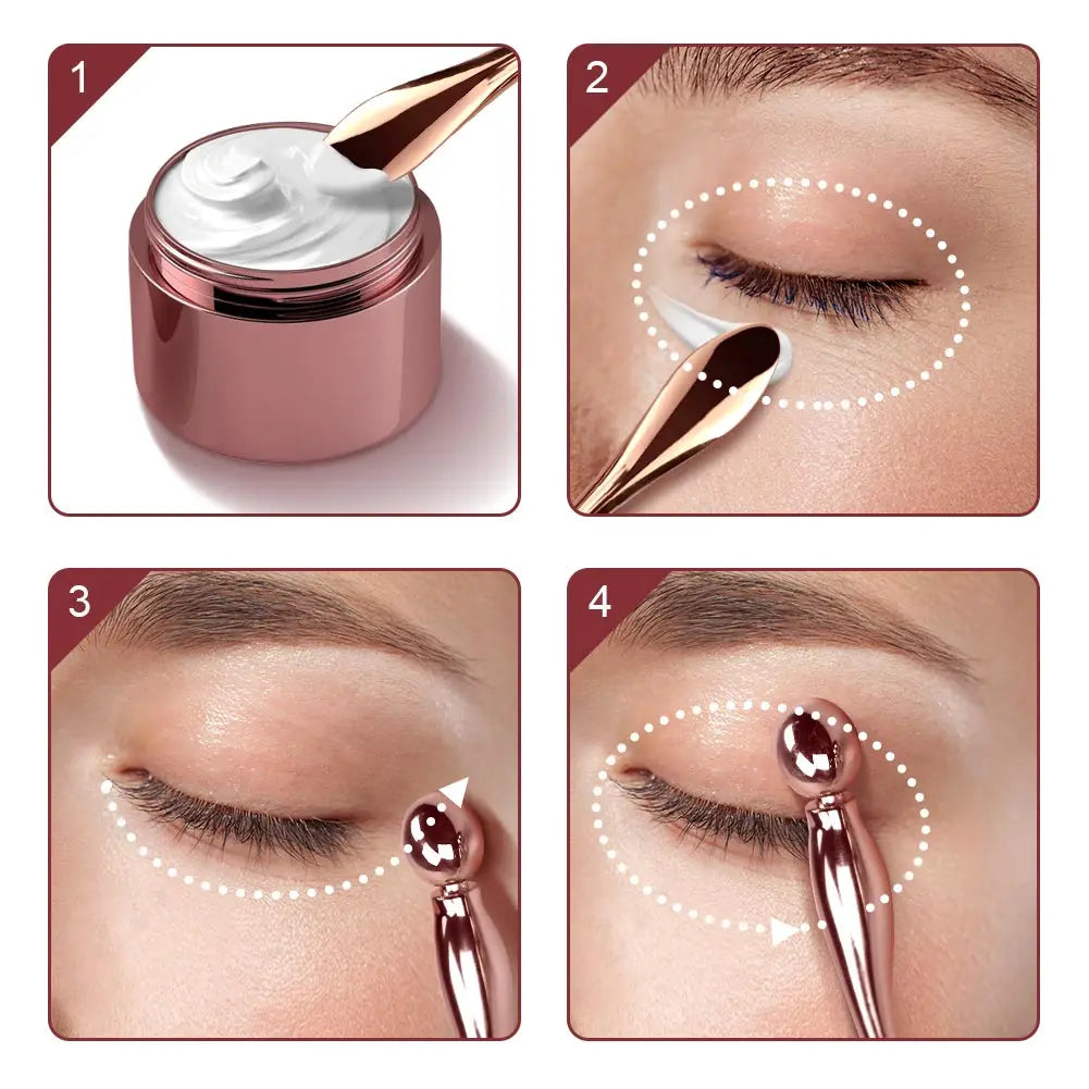 Stick Masseur Visage & Yeux 2-en-1 – Applicateur Crème Anti-Rides & Cernes | Lifting Facial | Spatule & Mini Cuillère Skincare