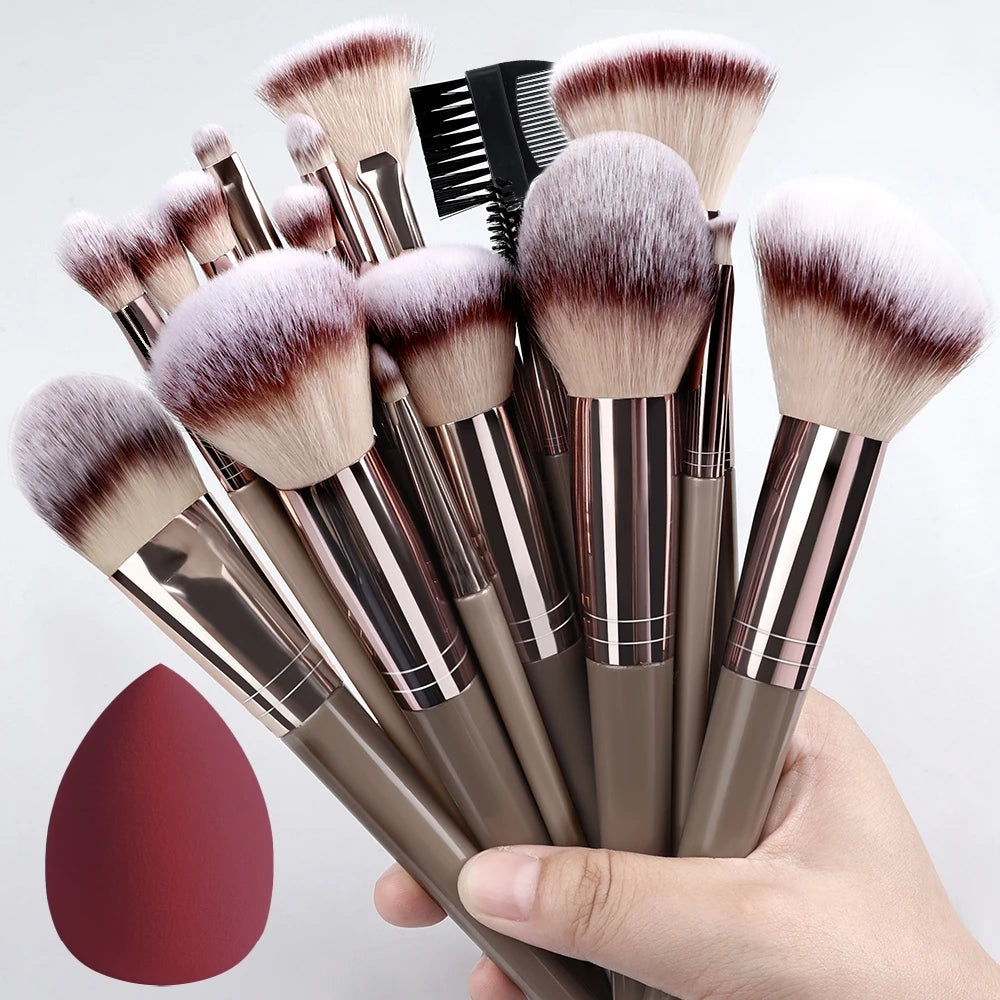 Set Pinceaux Maquillage Professionnel 1 à 20 Pcs – Blush, Highlighter, Fond de Teint & Fard | Ultra-Doux Femme