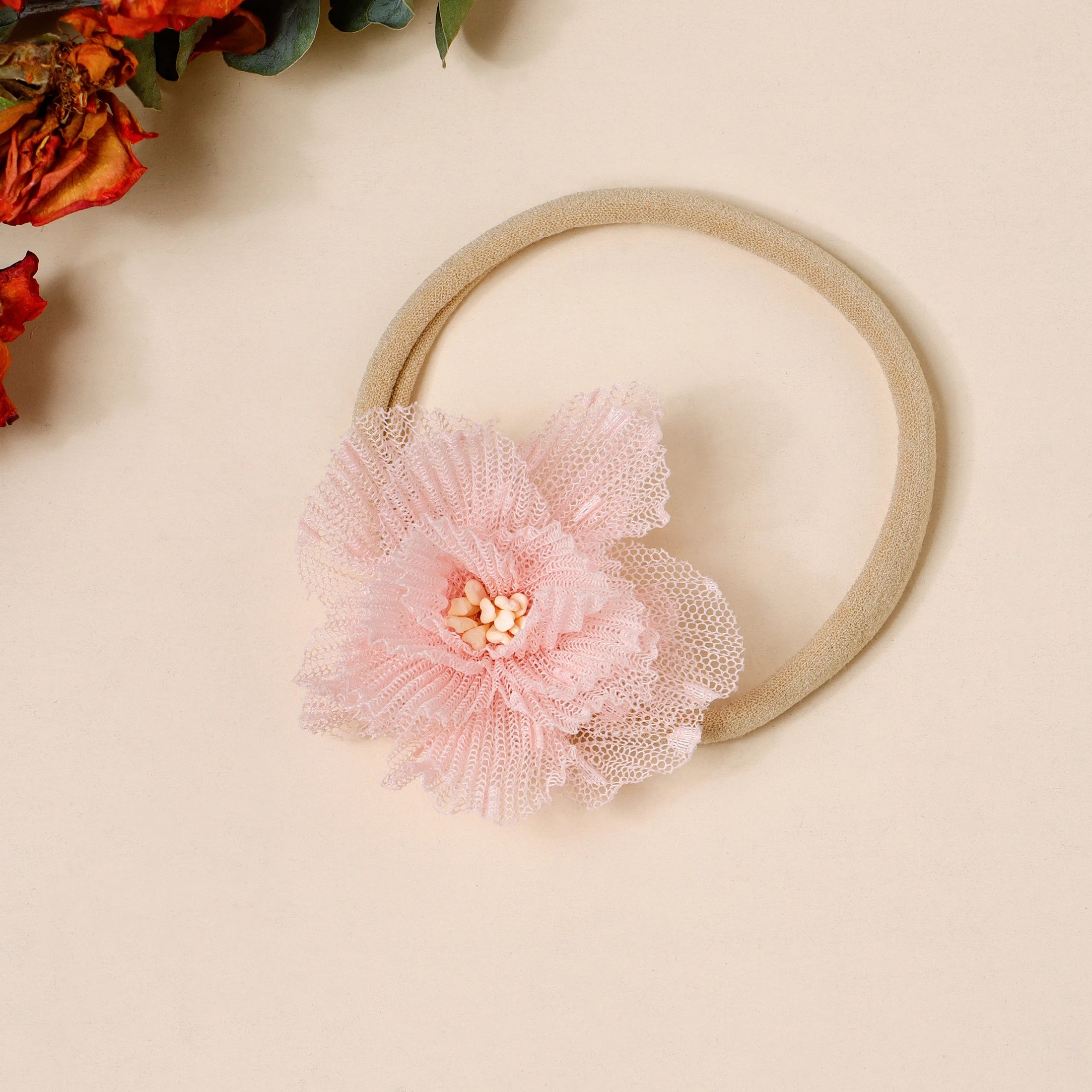 Lot 5 Bandeaux Fleurs Dentelle Rose Bébé Fille – Accessoires Cheveux Nouveau-Né Photo Mignons