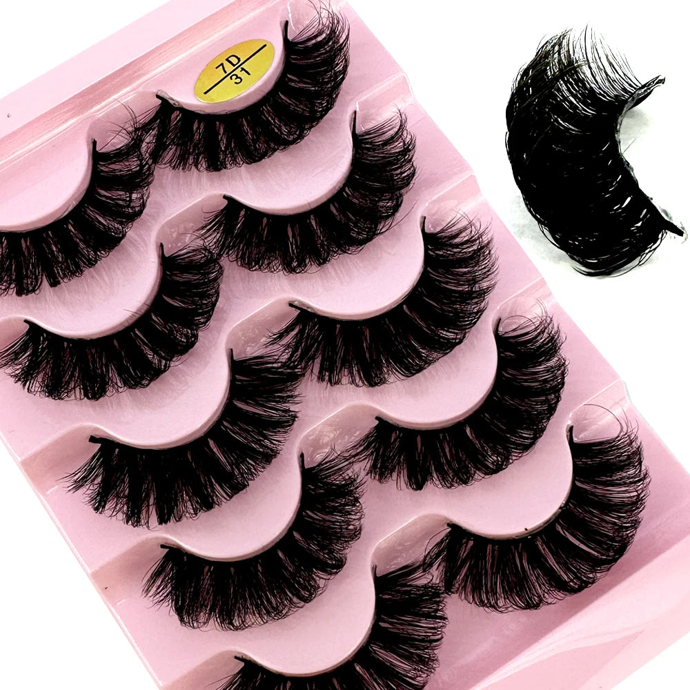 Faux Cils Cat Eye 3D – Lot 5 Paires | Manga Wispy Naturels Courbe D