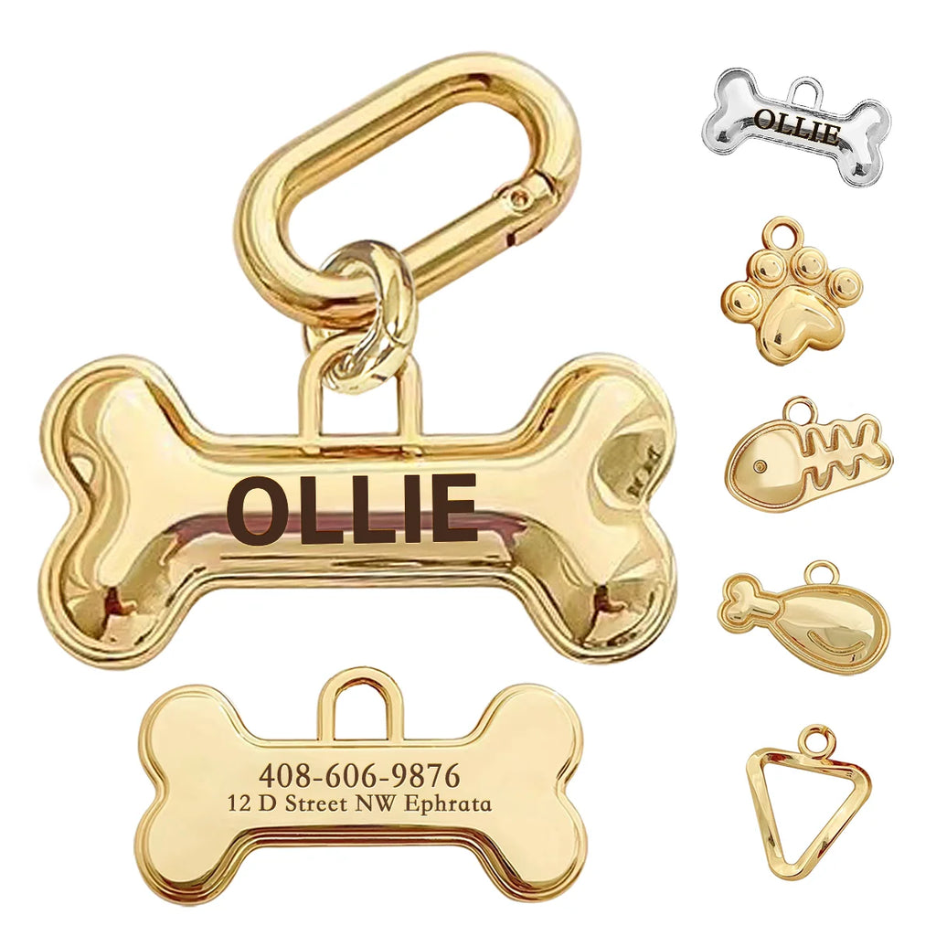 Plaque ID Personnalisée Chien & Chat Memopaw Cuivre Gravure Gratuite Anti-Perte – Médaillon Nom Collier | Accessoires Animaux