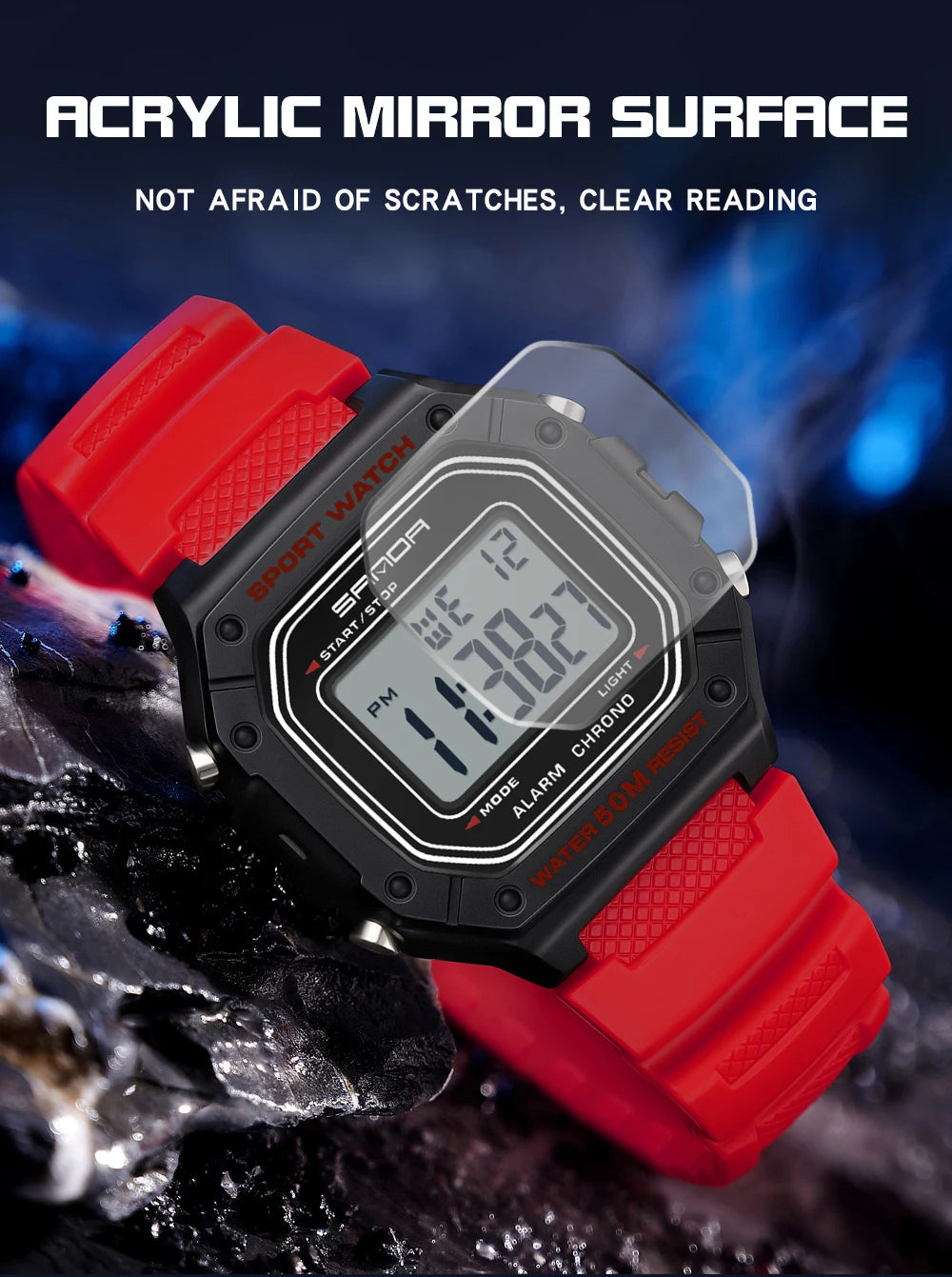 SANDA 2156 Herren Militär Digitaluhr – LED Sport Army Wasserdicht Stoppuhr Großes Zifferblatt
