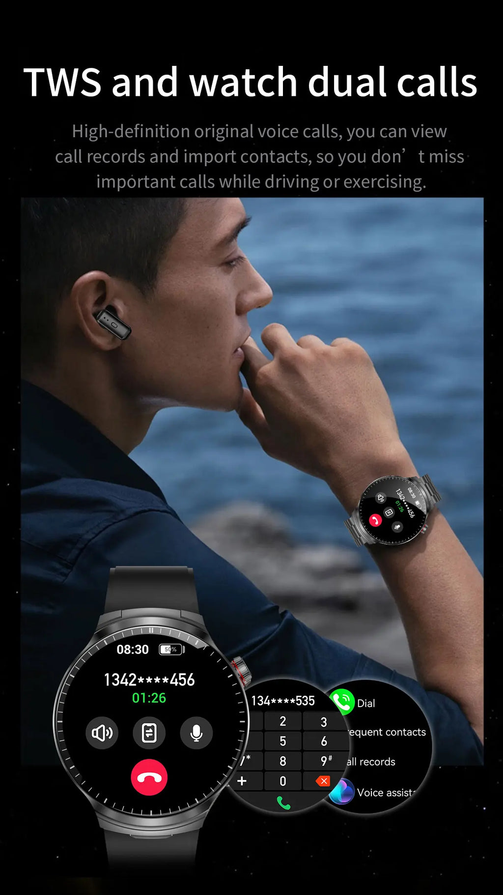 Smartwatch 2-en-1 + Écouteurs TWS Bluetooth – Écran HD 1.85" IP67 Étanche | 100+ Sports | Appels & Suivi Fitness