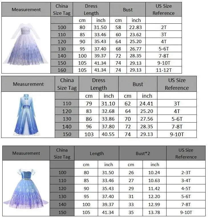 Robe Princesse Fille Déguisement Elsa Anna Ariel – Costume Carnaval Halloween Fête Cosplay Enfant