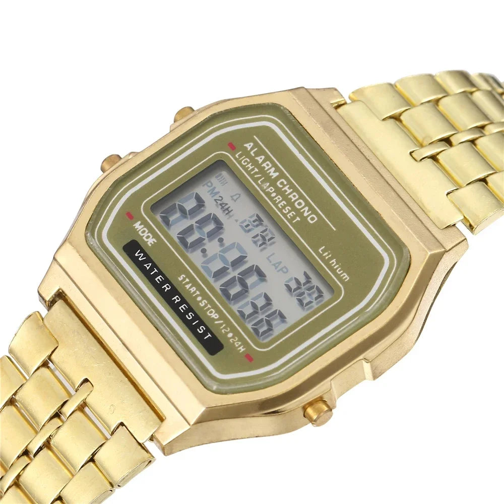 Montre Unisexe Digital LED Or Sport 2025 – Bracelet Électronique Étanche Homme Femme