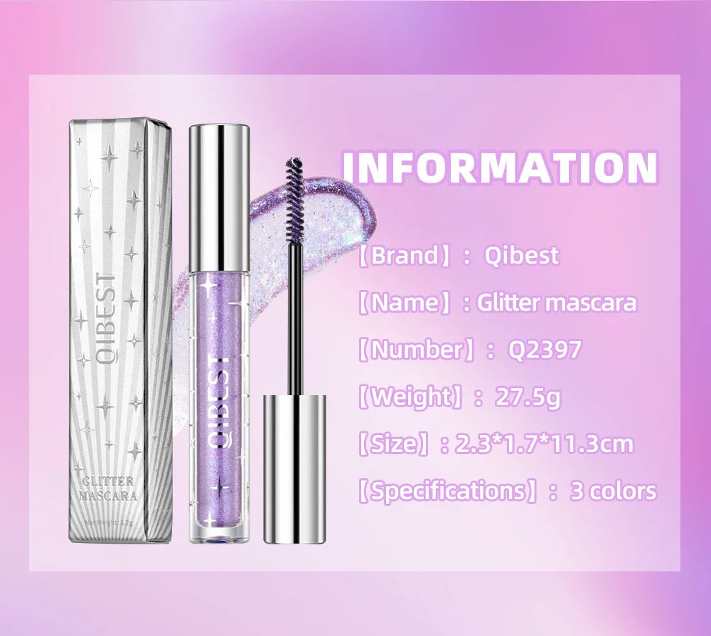 Mascara Diamond Galaxy Paillettes Glitter – Waterproof Longue Tenue Courbe & Volume | Shimmer Maquillage Cils