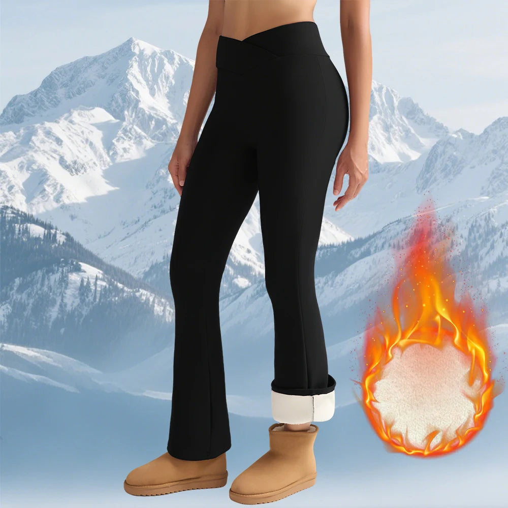 Legging Polaire Femme Taille Haute Flare – Collant Thermique Chaud Gainant | Hiver Confort