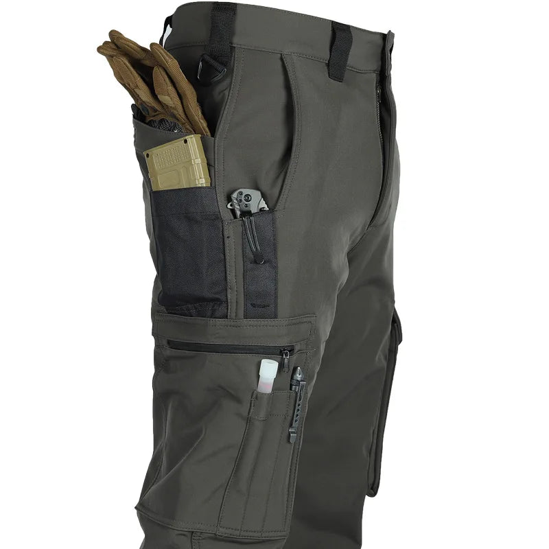 Herren Taktische Fleece Softshell Cargohose Multipocket Outdoor Wandern Sport Militär Warm Herbst Winter Arbeit – Premium Tactical Hose Allrounder | Outdoor Mode Premium Herren