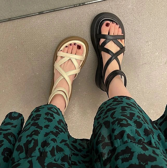 Grüne Römische Sandalen Mittelhoher Absatz Plateau Reißverschluss 2025 – Atmungsaktiv Mode Sommer
