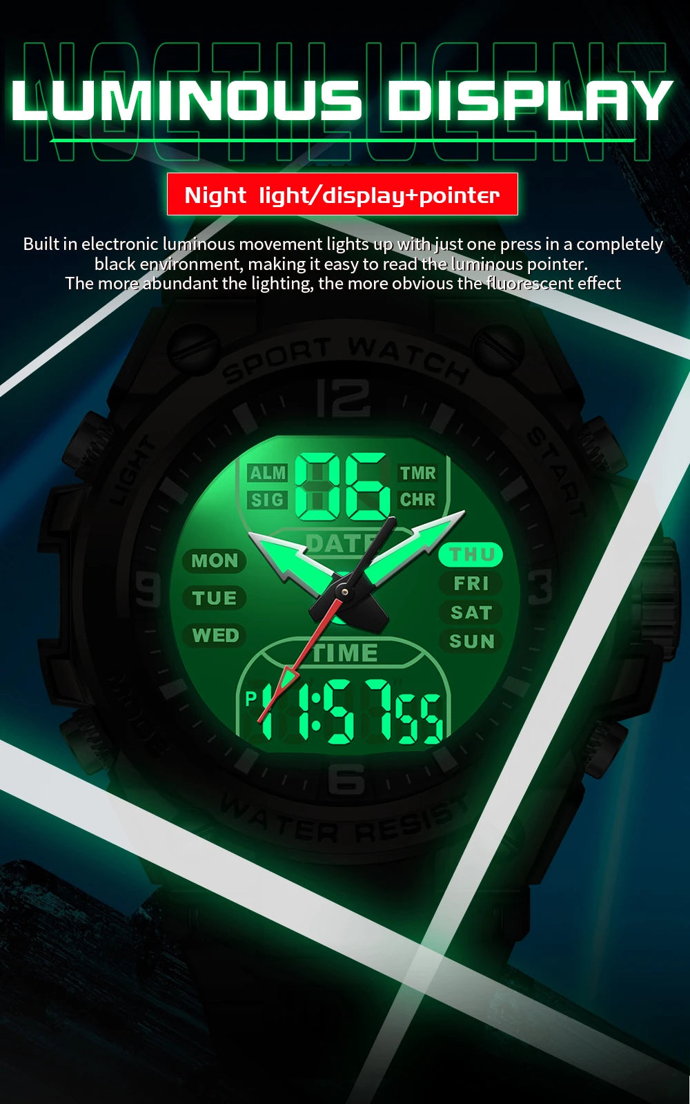 Montre Homme SANDA Militaire Tactique G-Style – LED Digital Quartz Étanche 50M Sport Luxe