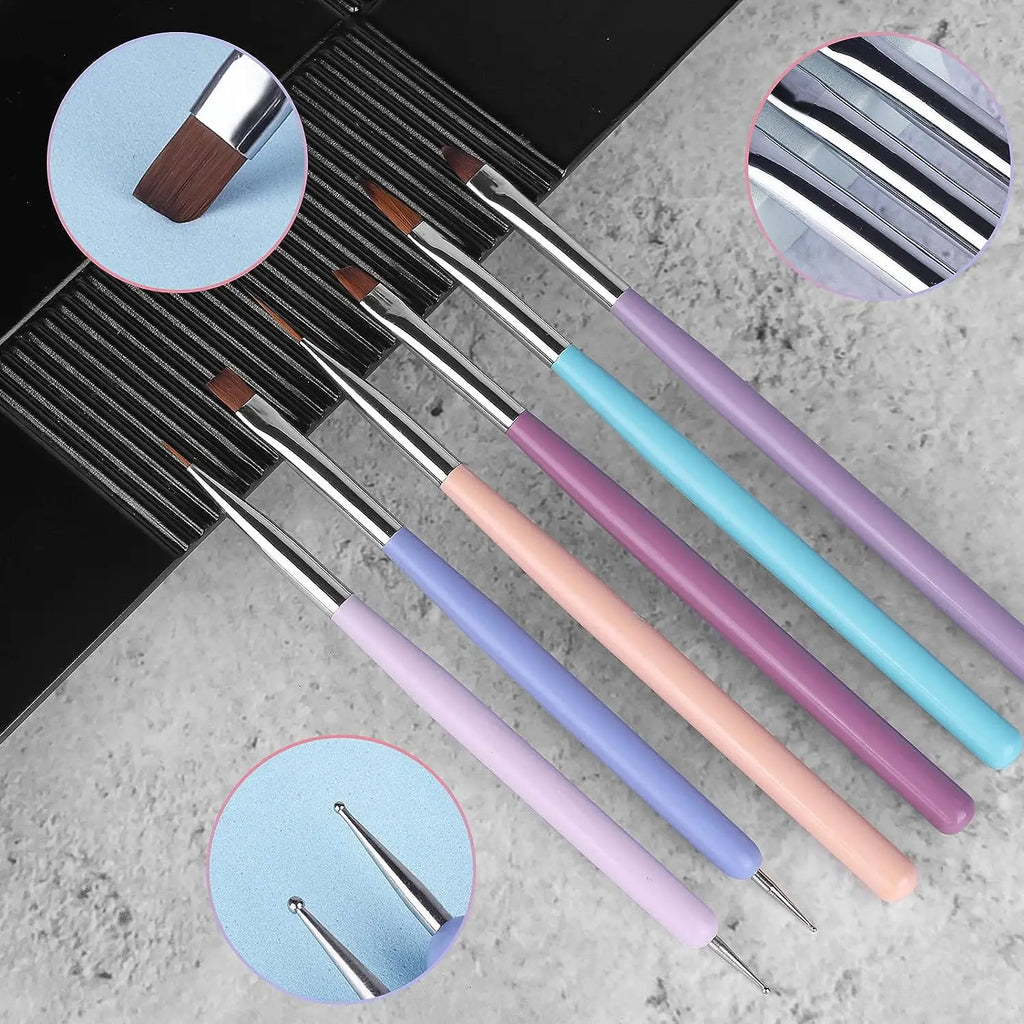 Set Pinceaux Nail Art Professionnel – Acrylique UV Gel Dessin & Dotting | Outils Manucure & Maquillage