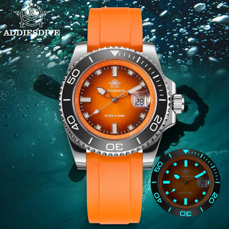 Montre Homme ADDIESDIVE AD2089 Quartz 2025 – Super Lumineuse Étanche 200M Silicone Luxe