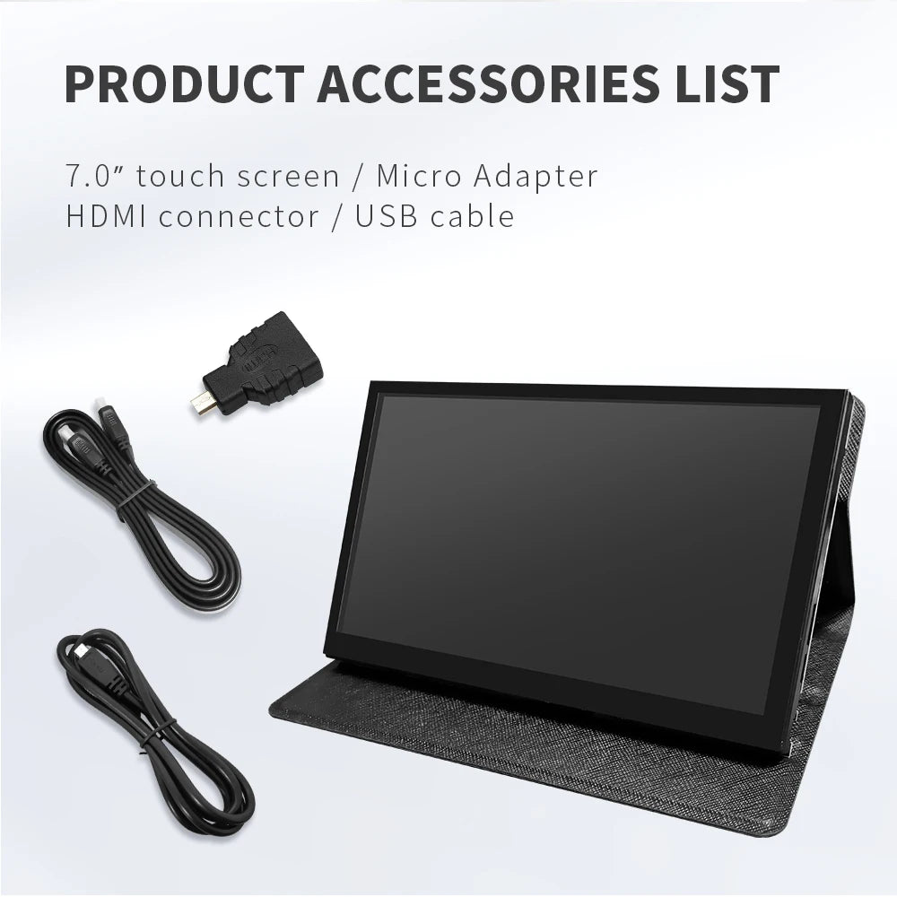 Écran Portable 7'' HD Tactile 1024x600 – Compatible Raspberry Pi 4/3B+/3B/2B, Banana Pi | Boitier Inclus