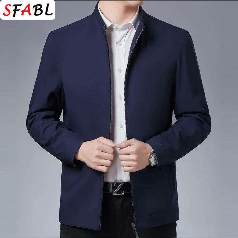 Blazer Homme Luxe Business Casual Zippé Uni Qualité Premium Bureau Manteau Printemps Automne Grande Taille 3XL – Veste Élégante Mode | Mode Homme Premium