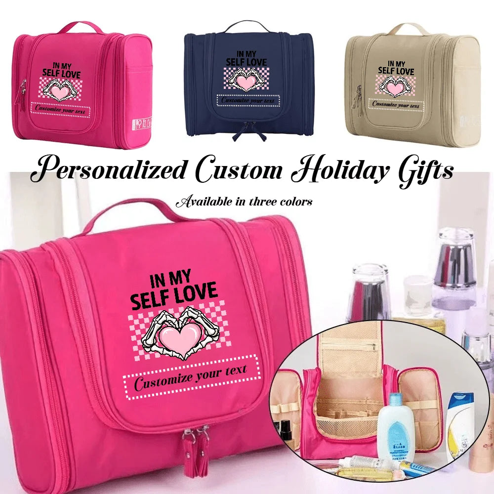 Trousse Maquillage Voyage Personnalisée – Grande Capacité à Suspendre | Cadeau Saint-Valentin
