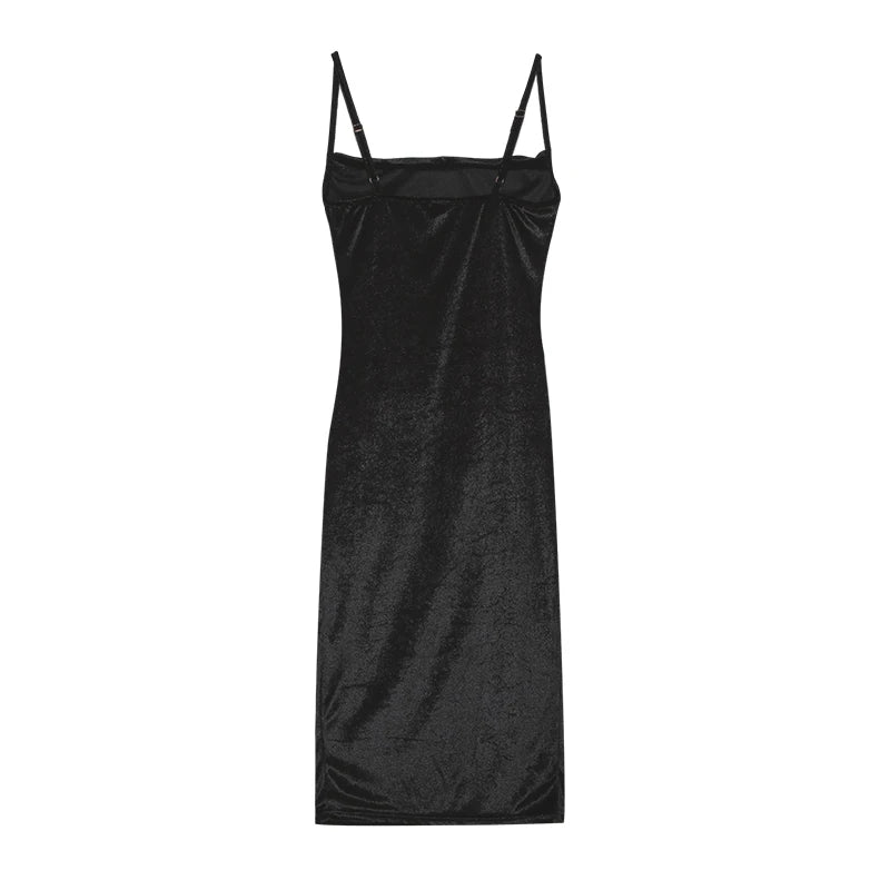 Robe Maxi Velours Sans Manches Fente Sexy - Style Y2K Élégant Soirée & Streetwear Femme