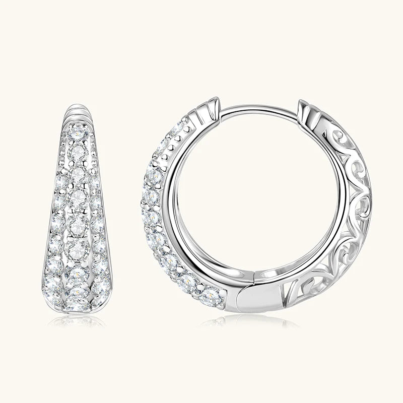 Moissanit-Kreolen, mikro-gepflastert, 925er Silber – Diamantglanz Luxus | Schmuck für Hochzeit, Abend & Premium Geschenk | Unisex Herren & Damen
