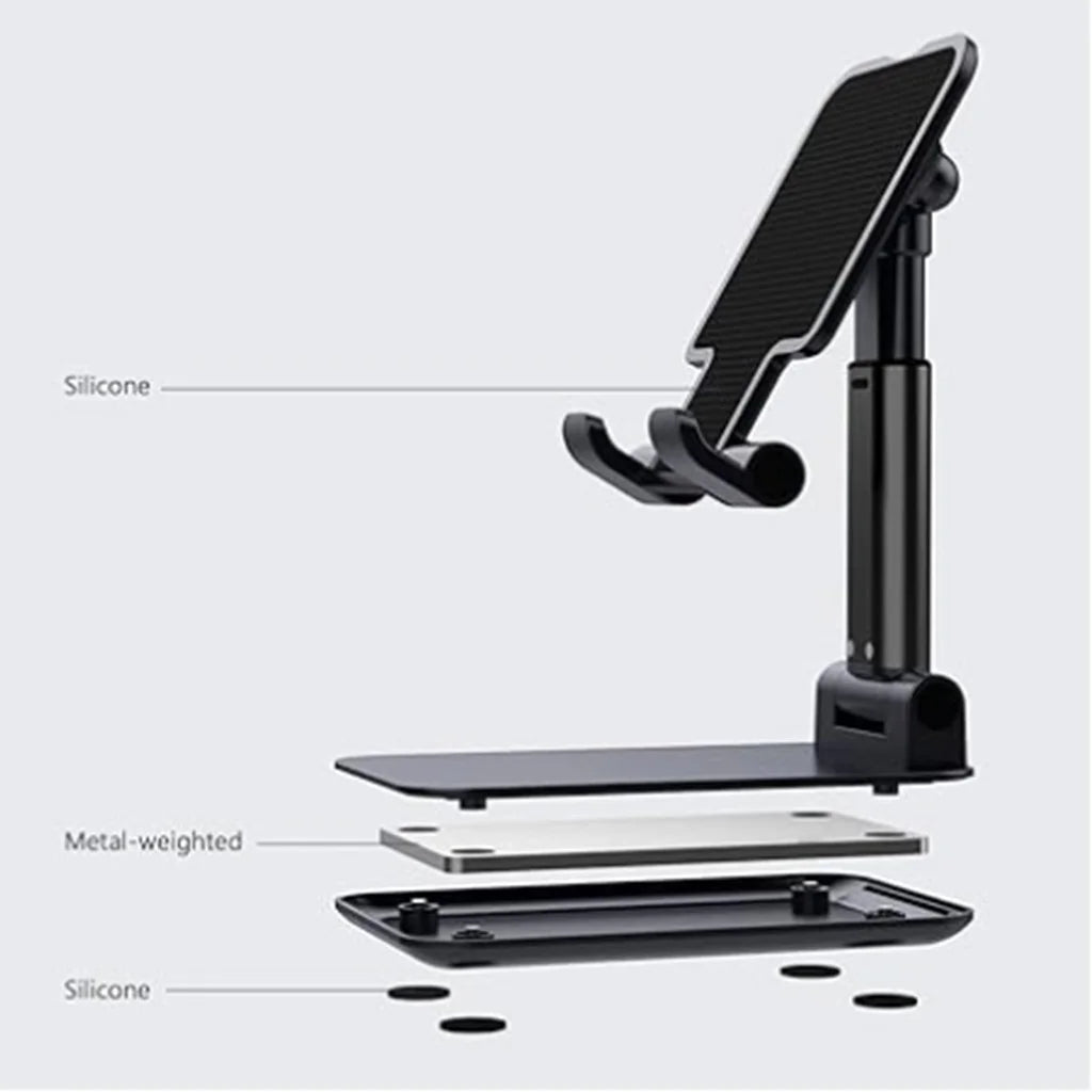 Suporte Dobrável Ajustável Para Celular Tablet Preto Branco Universal Para Mesa Cama Estável Prático