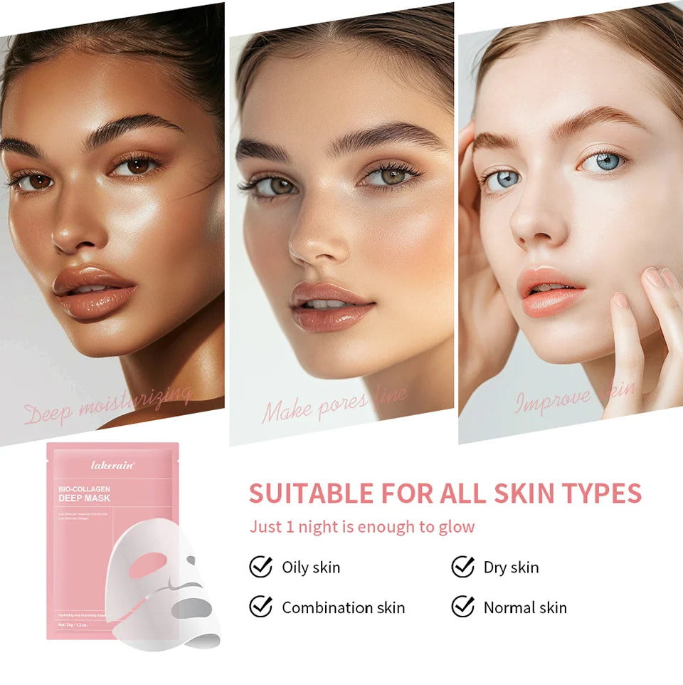 Masque Visage Bio-Collagène Nuit – Hydratation Profonde, Rétrécissement des Pores & Éclat | Soin Overnight Repulpant