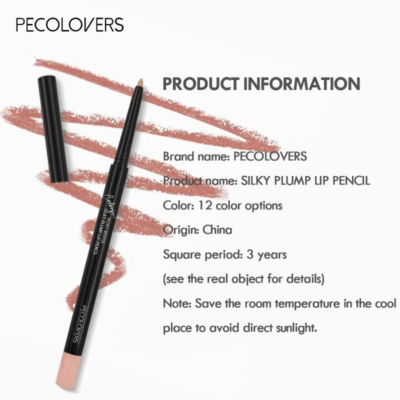 Crayon Lipliner Mat Waterproof – 12 Couleurs Longue Tenue | Contour Lèvres Hydratant