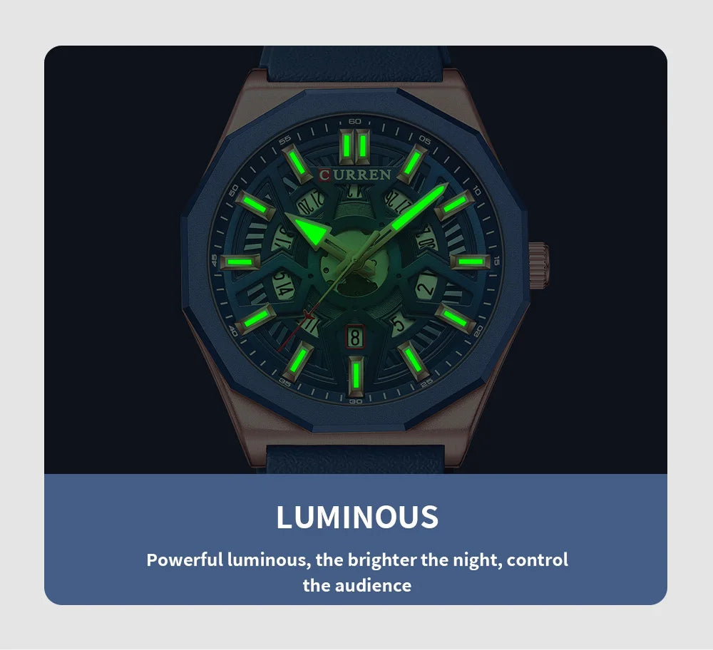 Montre Homme CURREN Design Créatif Quartz Silicone Lumineux Date – Fashion Sport Élégant