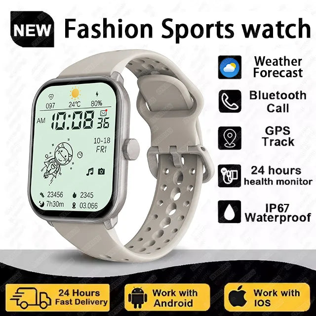 Montre Connectée Unisexe Écran AMOLED – GPS, Appels Bluetooth & Suivi Cardio | Étanche | Sport & Fitness | Android & iOS