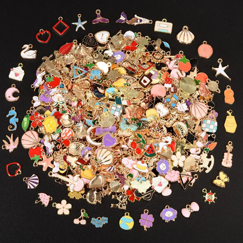 Pendentifs Émail & Breloques Fleurs Mix DIY – Matériaux Bijoux Fait Main en Vrac | Lot Assortiment Bracelet & Collier | Idéal Créatrices & Revendeuses