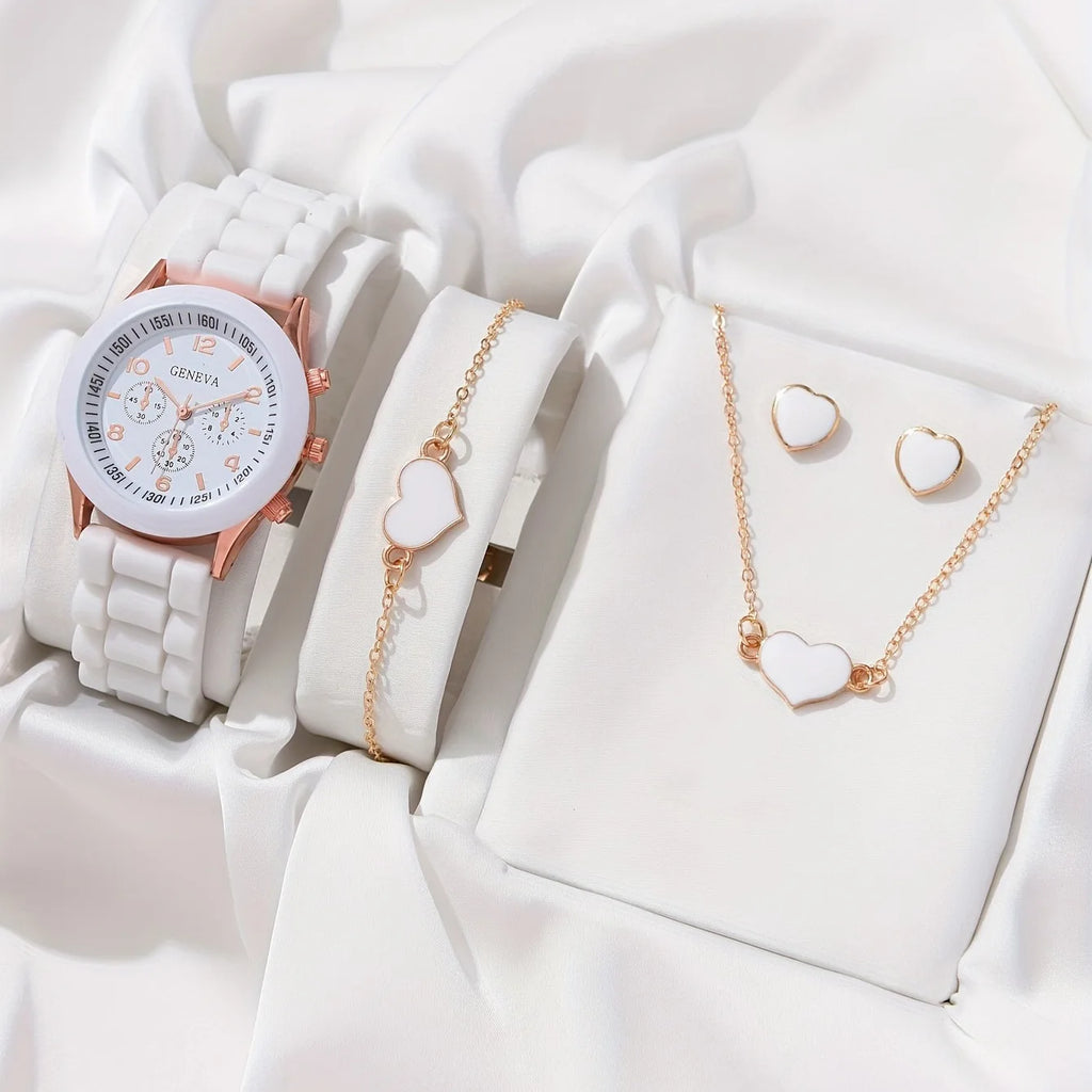 Montre Femme Fashion Silicone Blanc Couple Quartz Élégante Robe Cadeau Tendance Intemporelle | Montre Femme Fashion Silicone Couple Premium