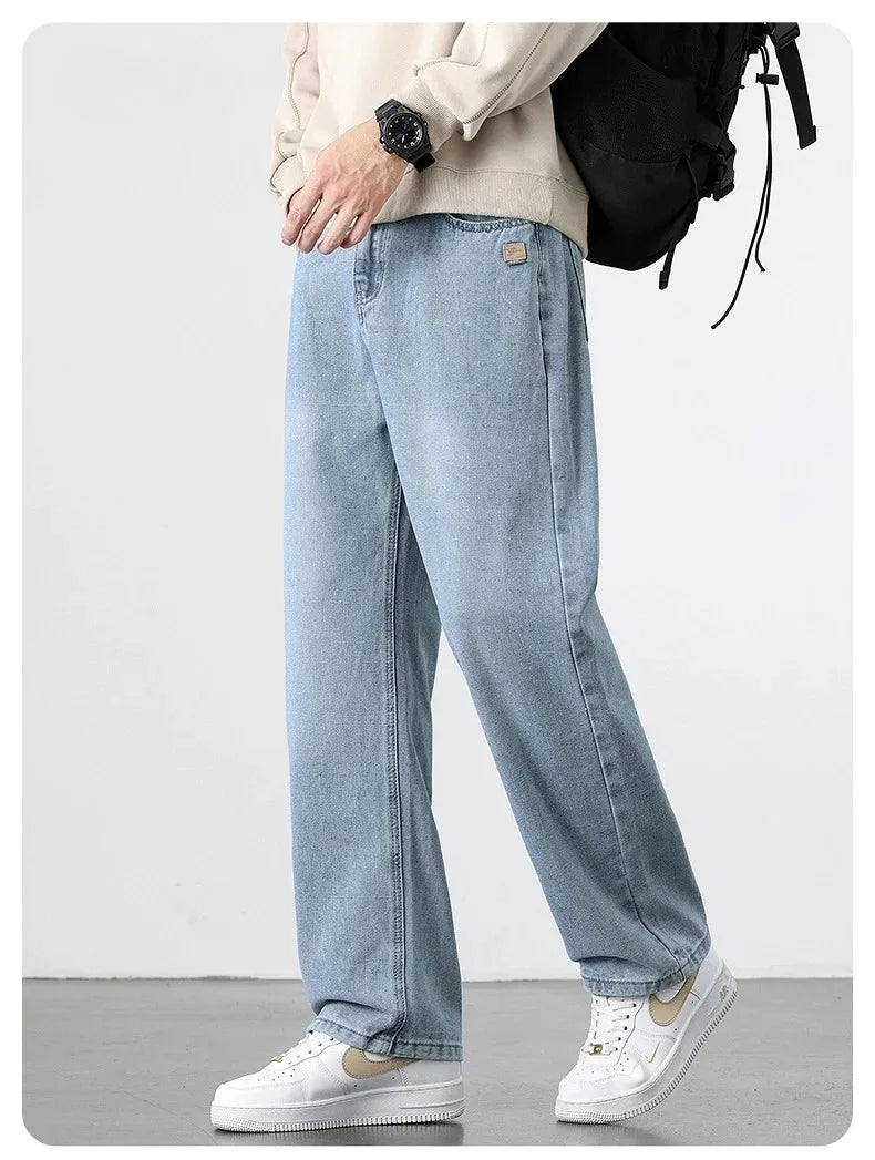 Jean Homme Droit Baggy Large Jambe Retro Américain Streetwear Korean Fashion Loose Denim Casual Printemps Automne Tendance – Jean Premium Wide Leg Urban | Mode Homme Streetwear Premium