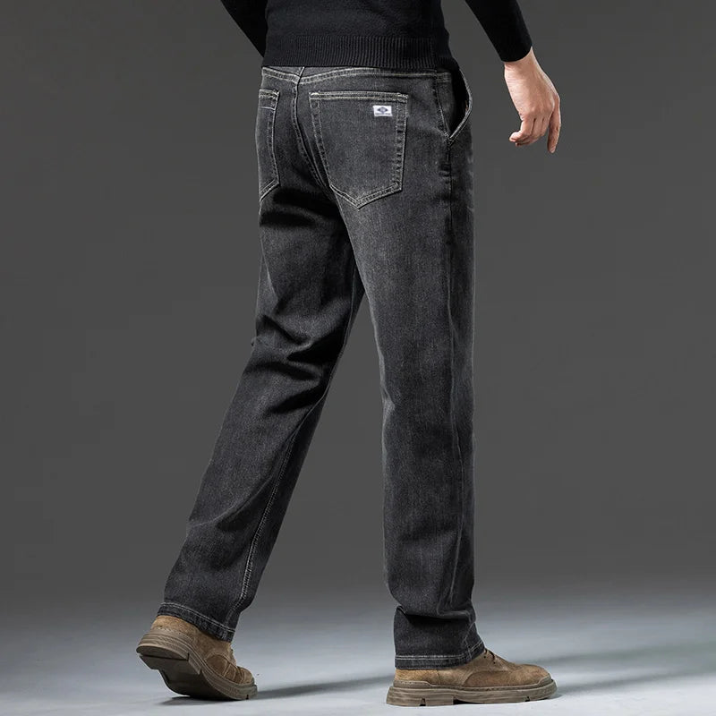 Jean Homme Loose Straight Leg Rétro Lavé Élastique Casual Toutes Saisons Polyvalent Confortable Intemporel Élégant – Jean Loose Premium Straight Leg Rétro | Mode Homme Denim Premium Polyvalent