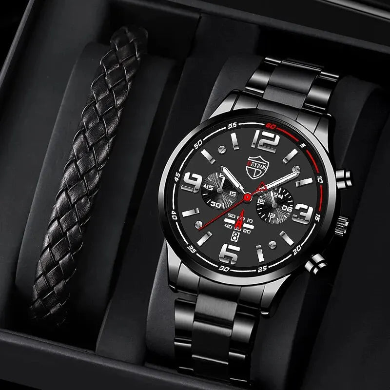 Montre Homme Business Quartz DEYROS – Acier Inoxydable Lumineux Date Calendrier Fashion Casual