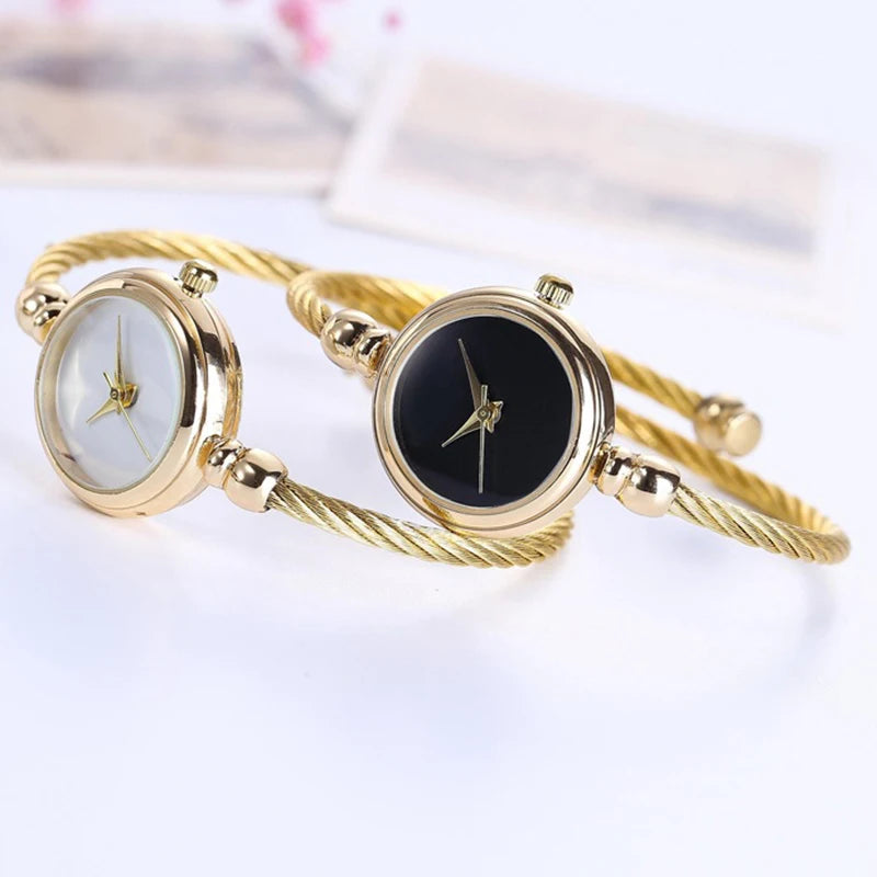 Montre Femme MAYZHISU Rétro Quartz Or – Bracelet Bangle Chaîne Acier Luxe Minimaliste