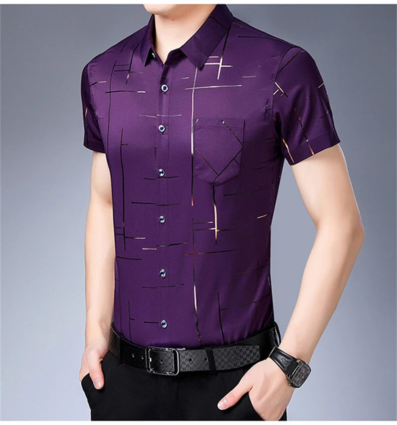 Chemise Homme Business Casual Manches Courtes Sans Repassage Anti-Froissé Confortable Polyvalente Élégante Intemporelle Fashion – Chemise Premium Sans Repassage Anti-Froissé Business Casual | Mode Homme Business Premium