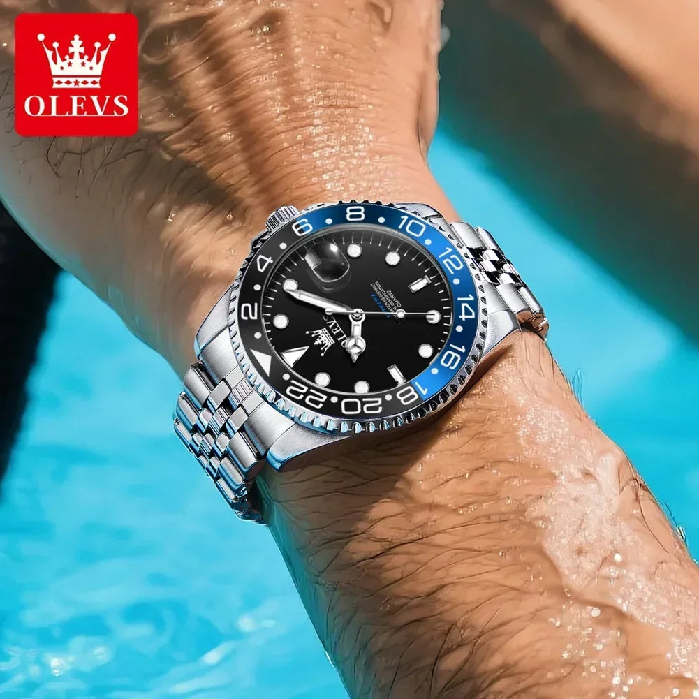 Montre Homme OLEVS 5657 Quartz Sport – Acier Inoxydable Lumineux Étanche 30M Date Cadeau