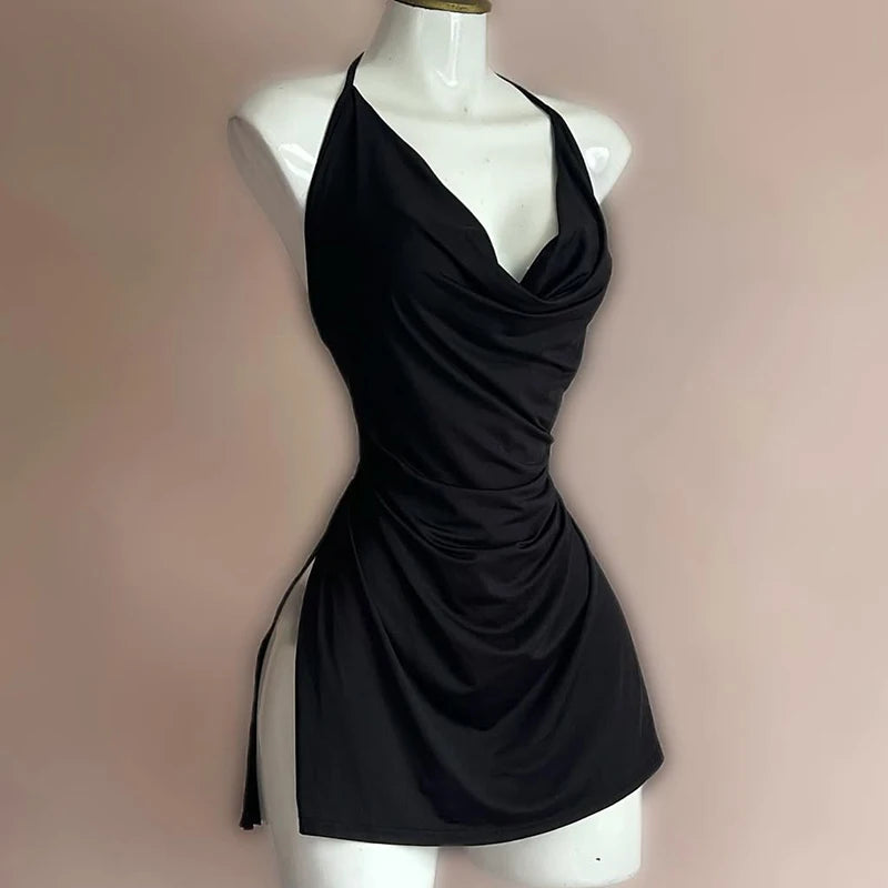 Robe Mini Bandage Dos Nu Col V - Slim Asymétrique Sexy Korean Fashion Soirée & Club