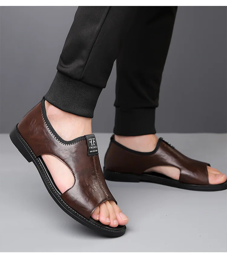 Sandales Cuir Soft Sole Homme Plage Conduite – Slippers Outdoor Confortables Qualité