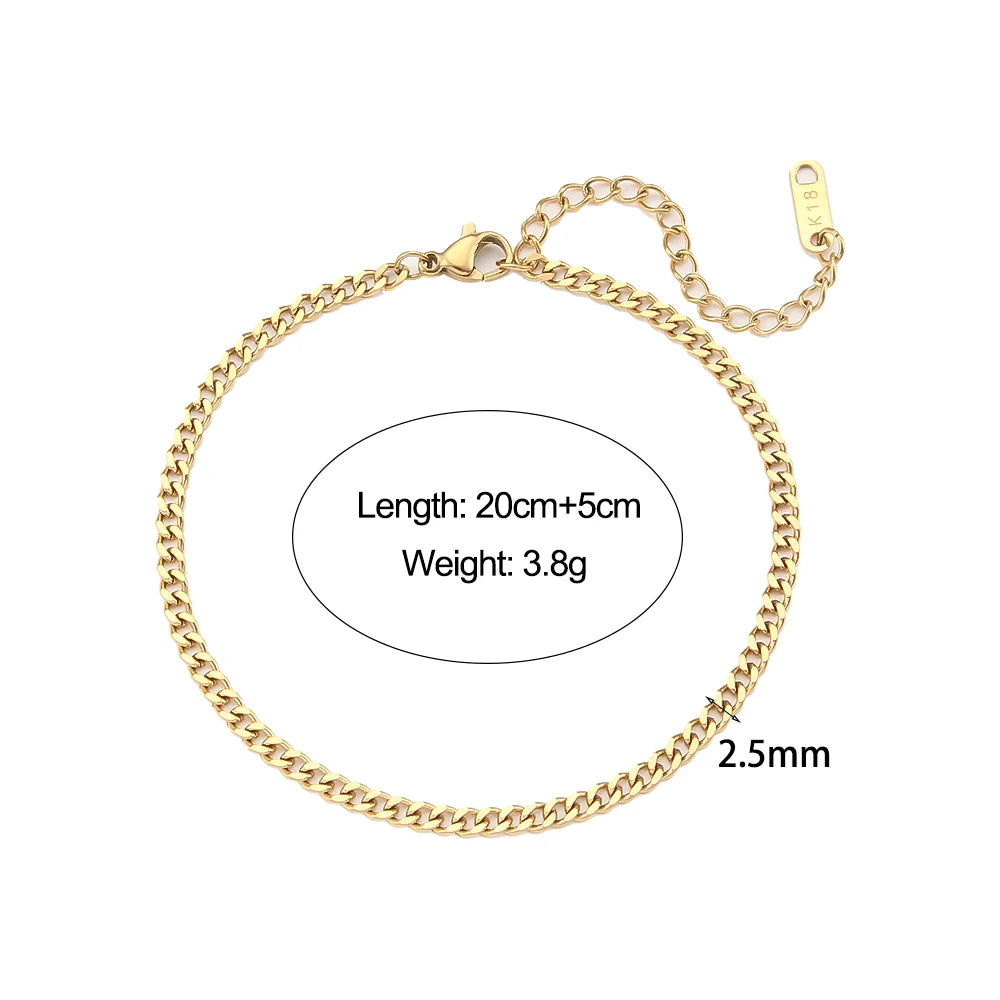 Bracelet Cuban Chain Plaqué Or 18k Acier Inoxydable 316L E.B.belle – Style Minimaliste Streetwear Unisexe | Bijou Homme & Femme Tendance & Anti-Ternissement