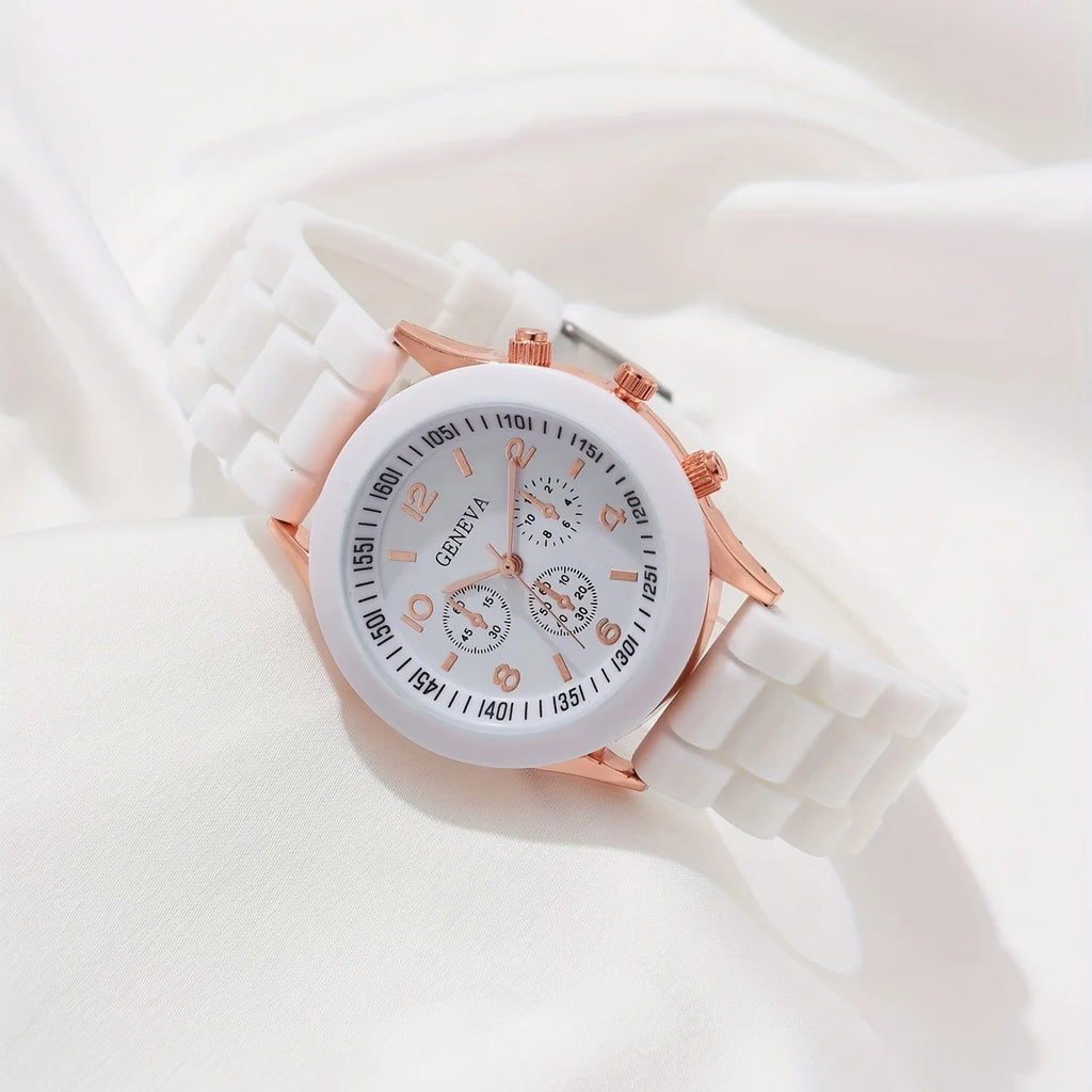 Montre Femme Fashion Silicone Blanc Couple Quartz Élégante Robe Cadeau Tendance Intemporelle | Montre Femme Fashion Silicone Couple Premium