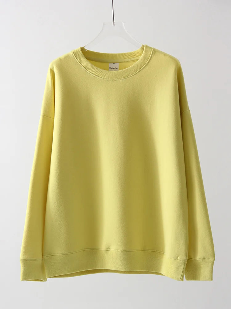 Sweat Col Rond Oversize Femme – Comfort Colors Rose Jaune Blanc Coton Automne Hiver