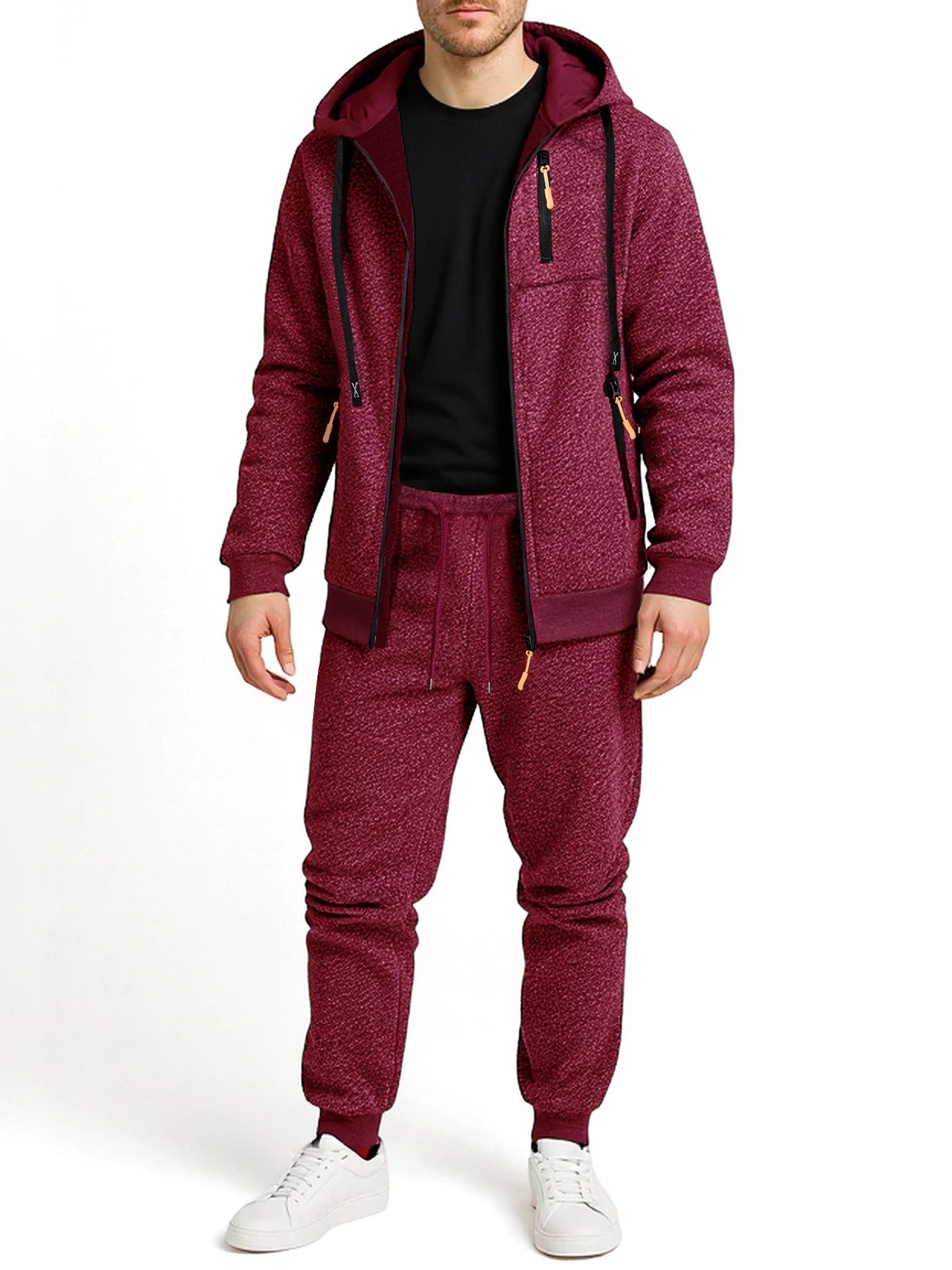 Ensemble Jogging 2 Pièces Homme Zip Capuche – Sweatshirt Pantalon Sportswear Casual Automne